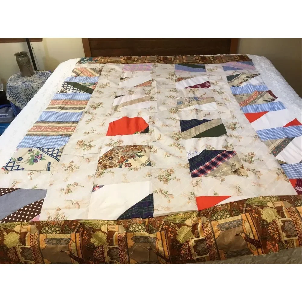 Handmade Quilt Top‎ Patchwork Block Pattern Multi color cotton polyester 82x60